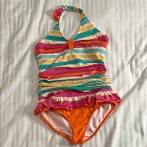 Lands’ End Striped Girls Swimsuit Size 16